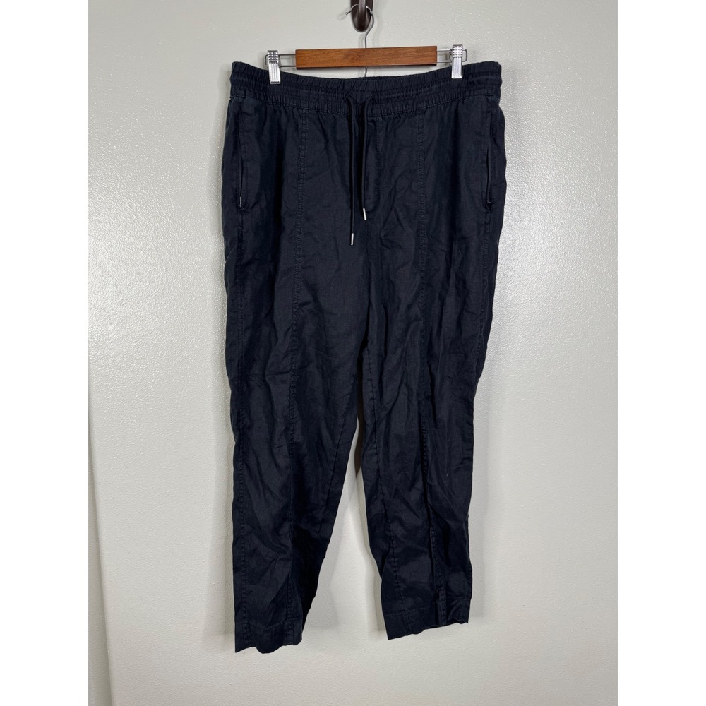 Athleta Retreat High Rise Linen Ankle Pant Black Large 658556-01